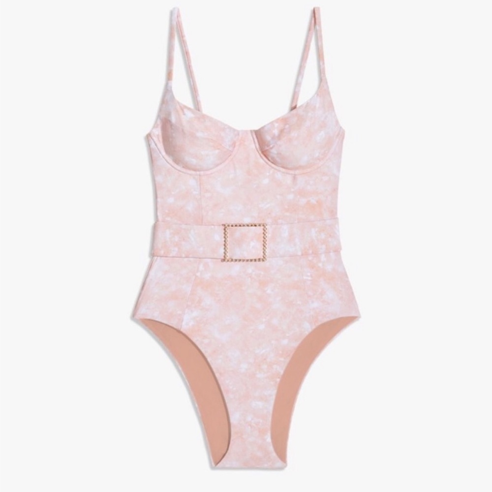 WeWoreWhat pink one piece w/ belt size medium